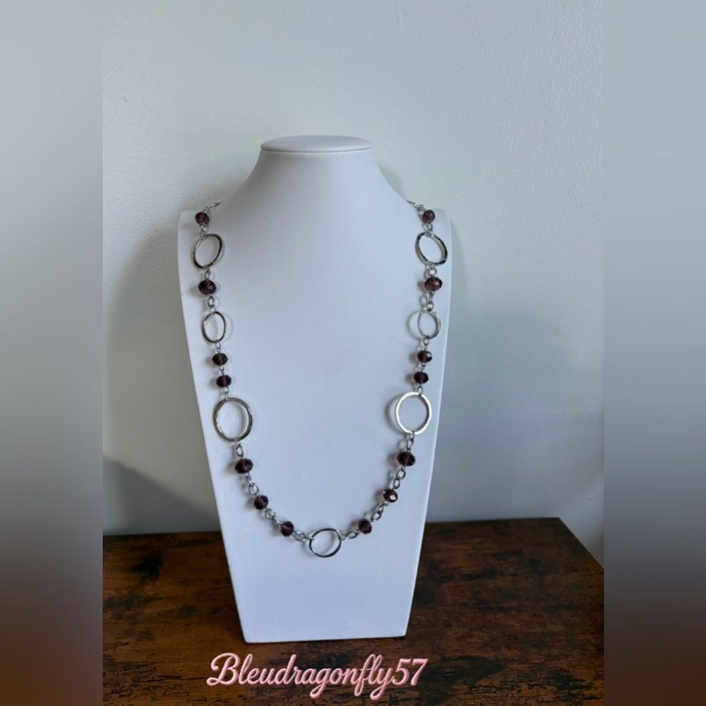 Mixit Silver & Purple Beaded Necklace